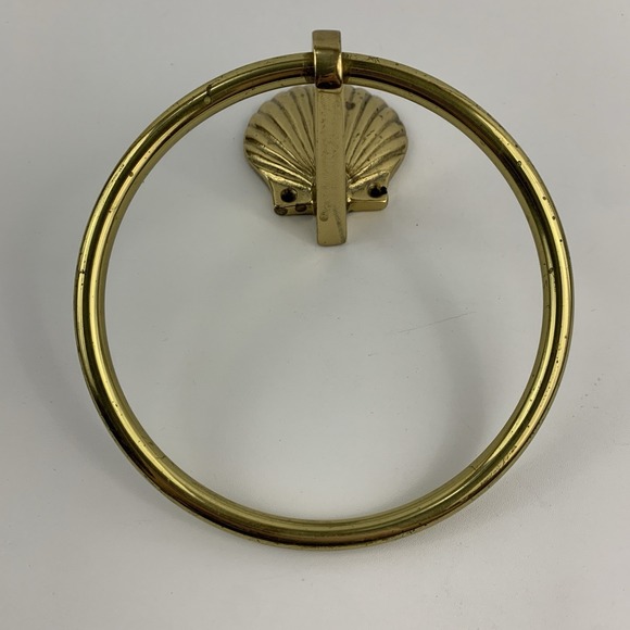 Brass Shell Clam Towel Ring Holder Wall Mount Bathroom Hanger Mod - Picture 7 of 16